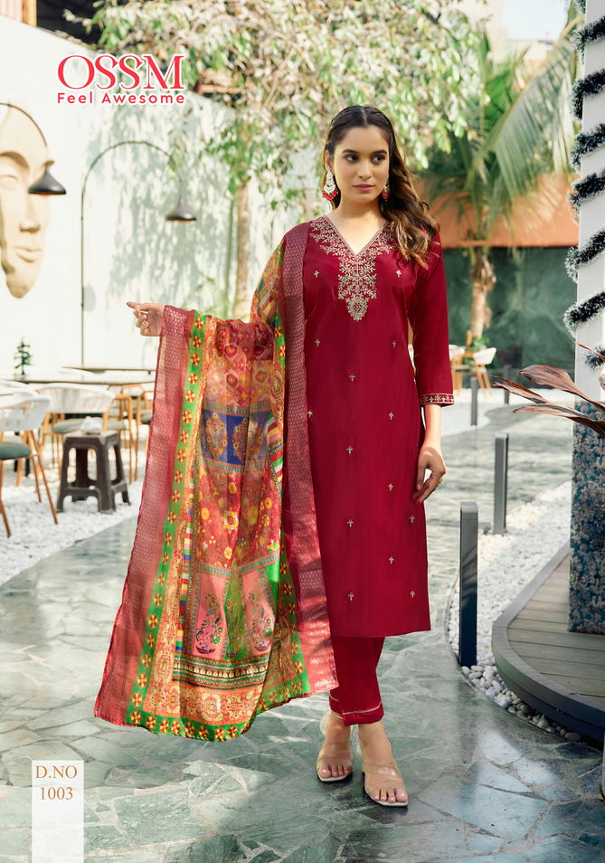 Rangat By Ossm Viscose Embroidery Kurti With Bottom Dupatta Exporters In India